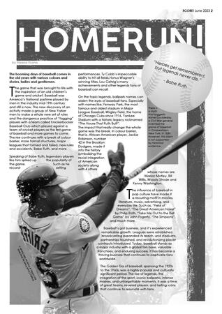 Sports Newspaper Article